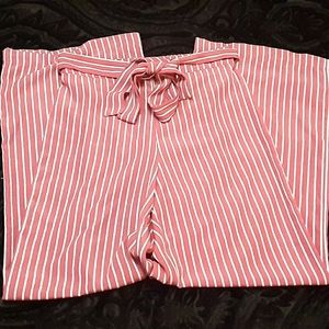 Pink and white stripe palazzo pant